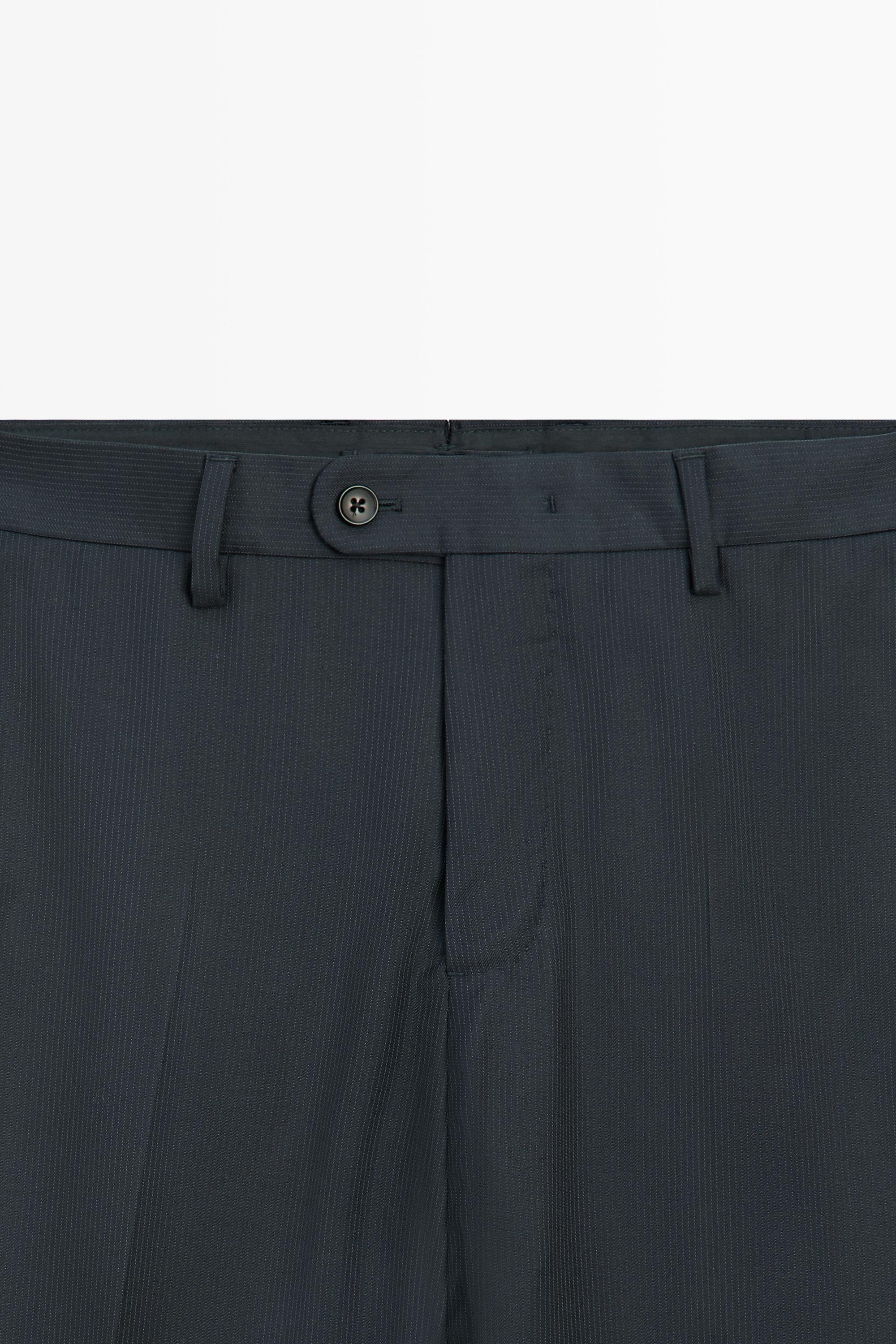 Striped wool blend suit trousers